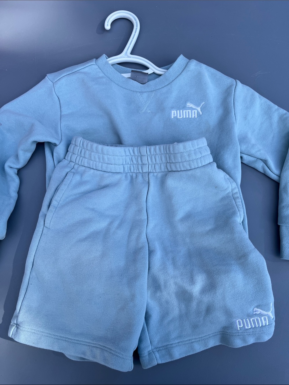 Puma Kids Light Blue Logo Sweat Shorts